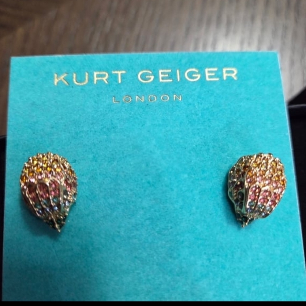 Kurt Geiger Gold-Tone Multicolored Crystal Teardrop Stud Earrings